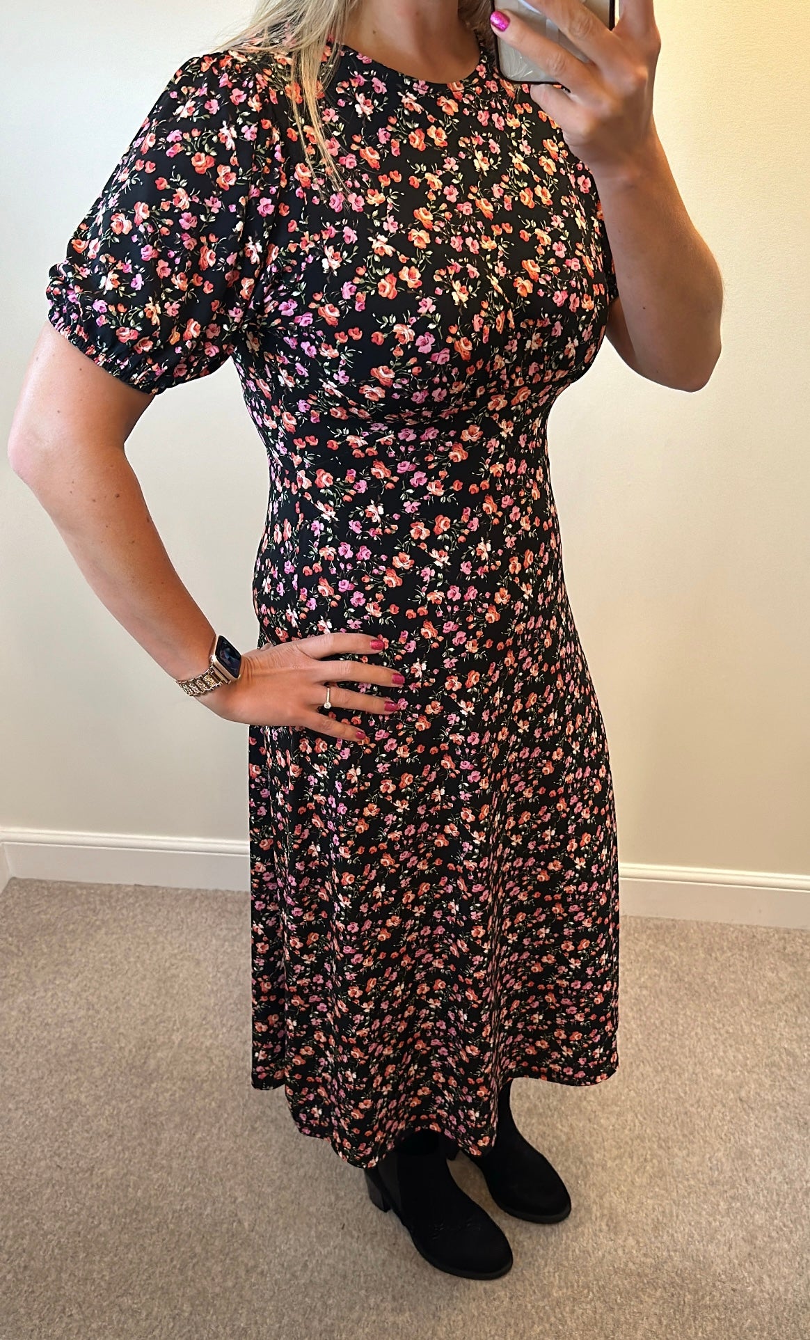 Lipsy black floral maxi dress size 12