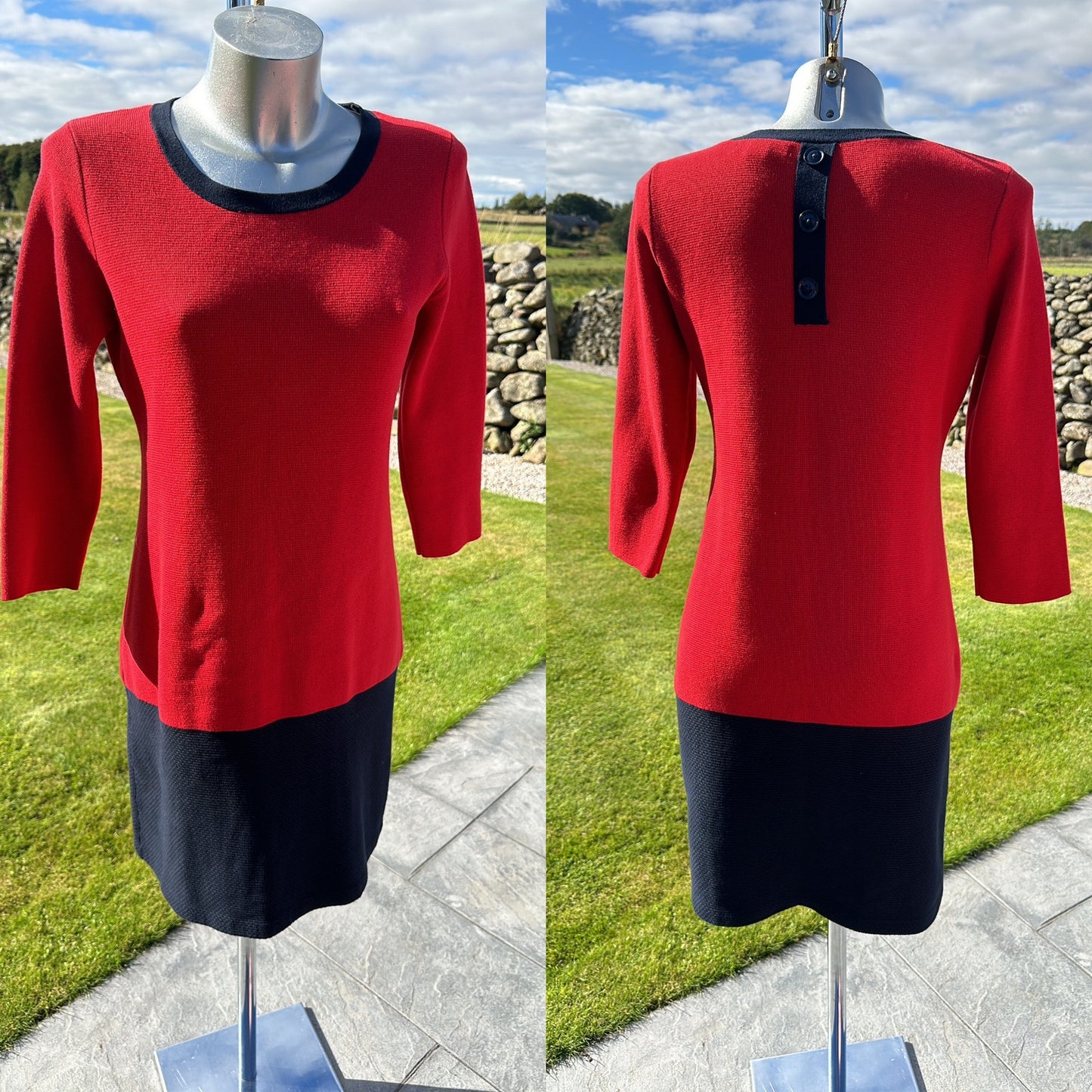 Banana Republic red and navy knit dress size S fit upto small size 12