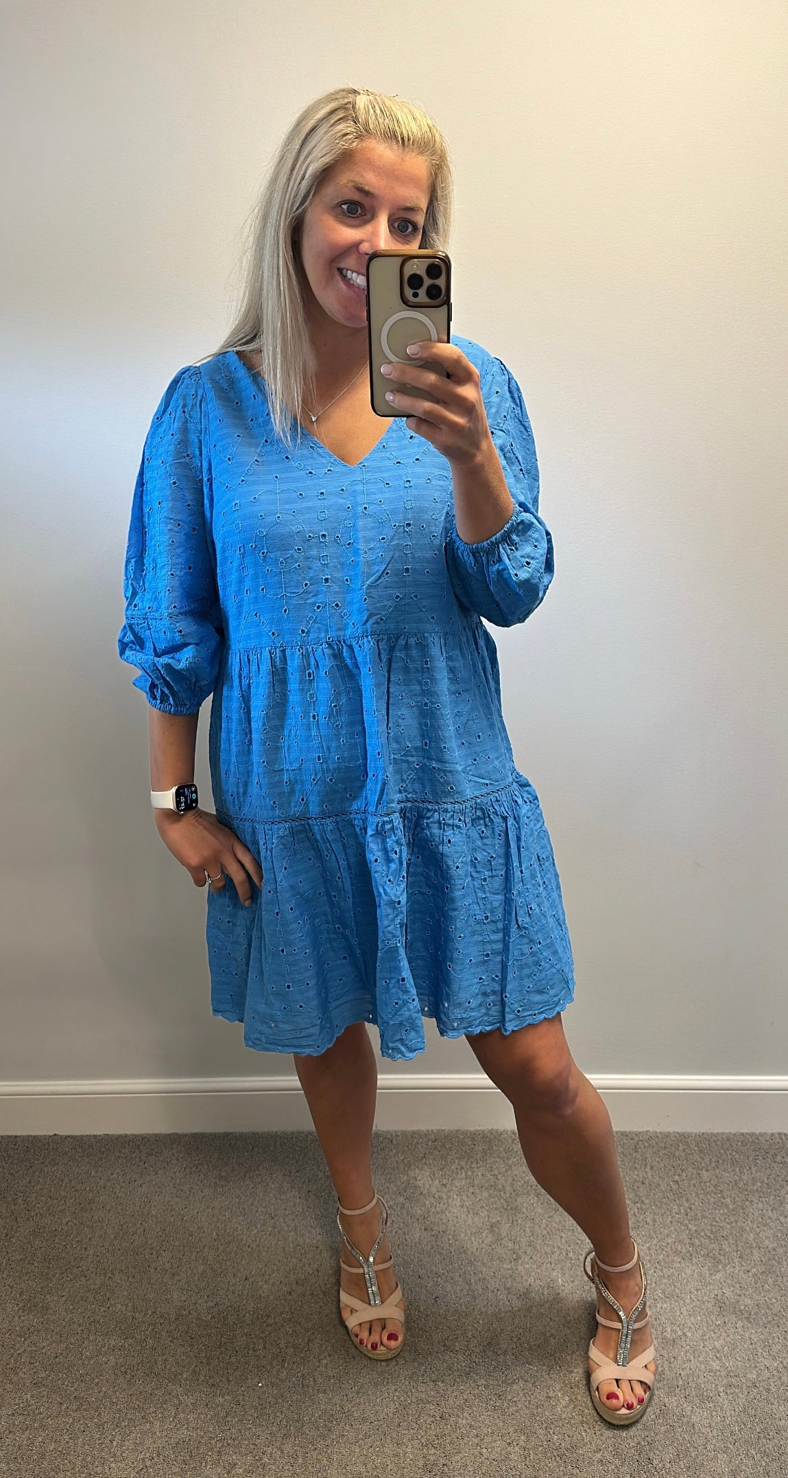 F&F blue embroidered dress size 16