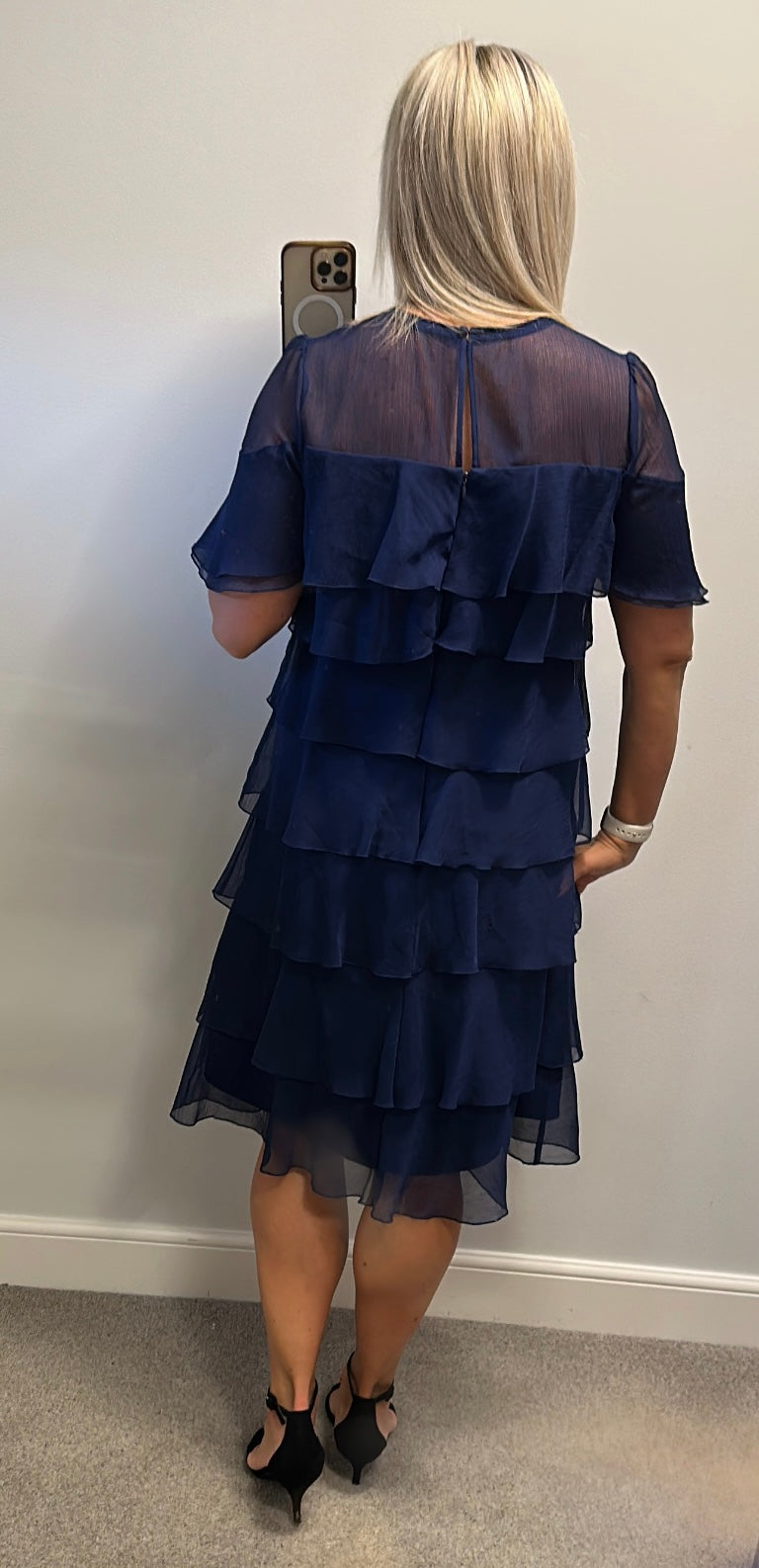Phase eight navy ruffle dress size 12