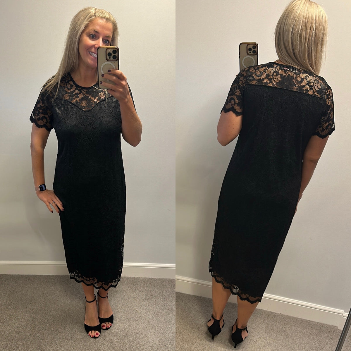 Nouvelle collection black lace midi dress size 18