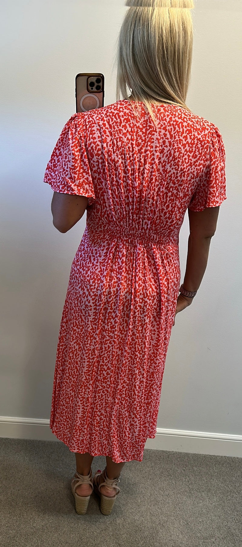 TU Orange and rose pink print summer dress size 14