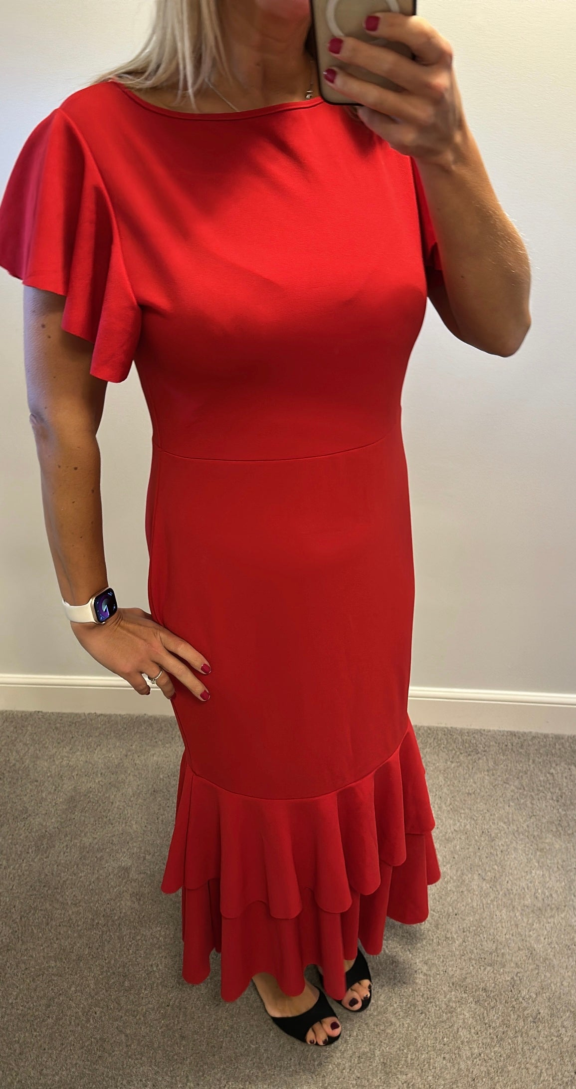 Red long evening dress size 16