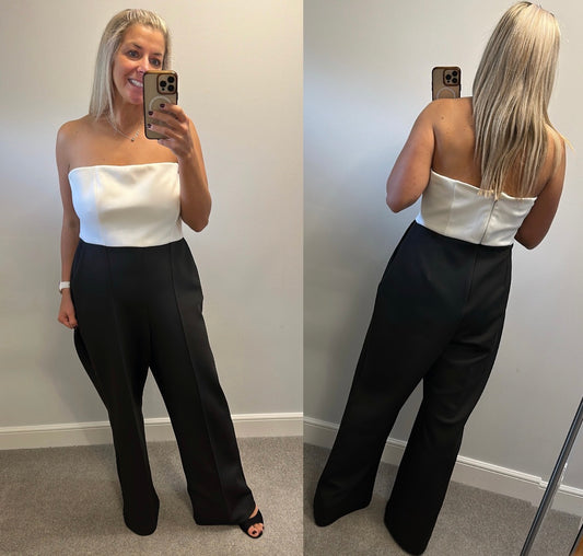 River island black and white jumpsuit size 18 brand new with tags