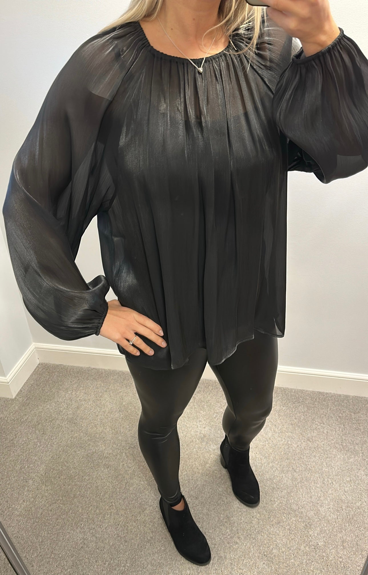H&M Black sheer top size 18