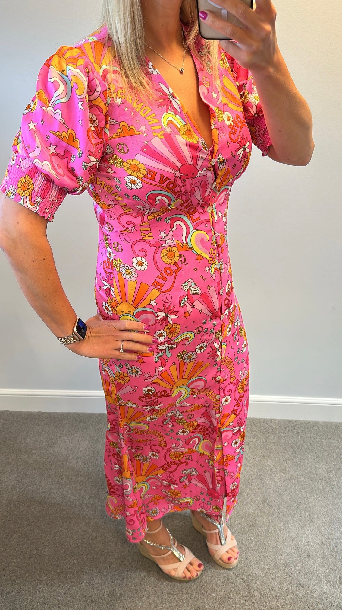 Never fully dressed pink print dress size 12