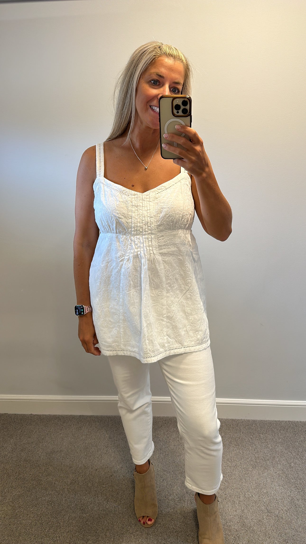 Fat Face white embroidered top size 18