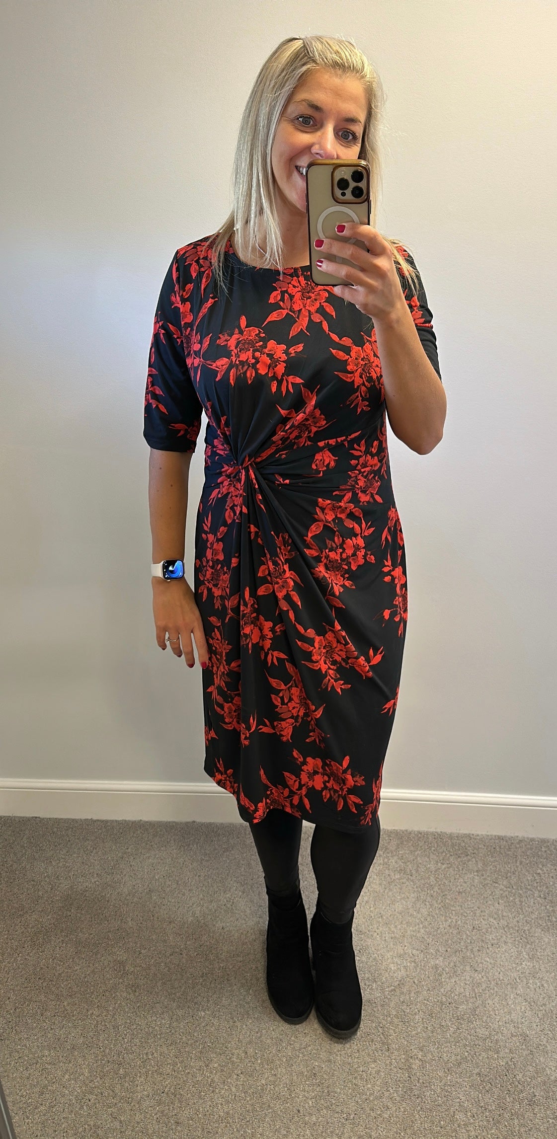 Anthology black and red floral dress size 16