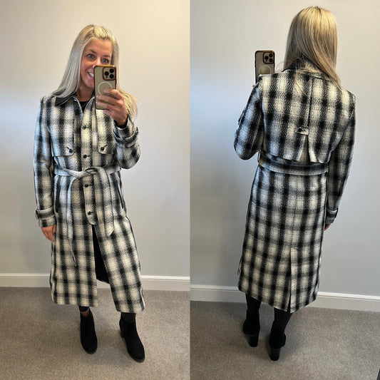 W by Wallis collection Check Contrast Collar Trench Coat