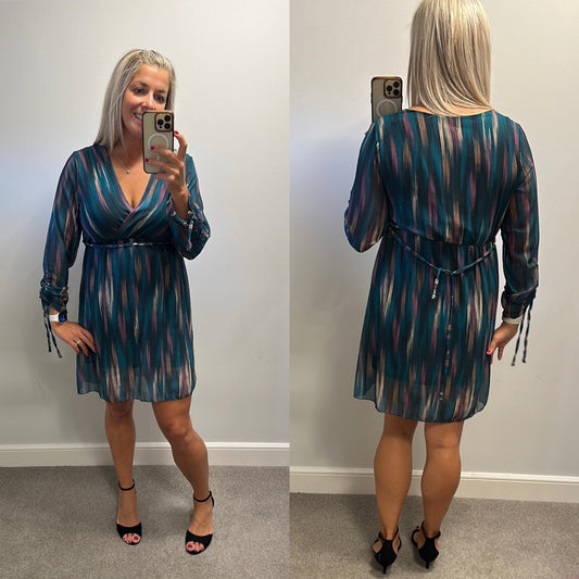 Ali & Oli emerald green and purple dress one size fitting upto size 14