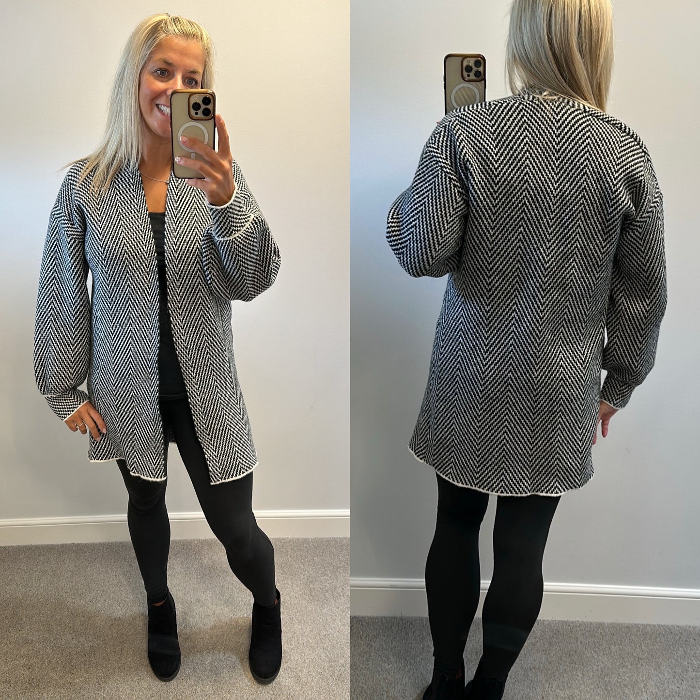 Emery rose Black stripe knit cardigan size M would fit upto size 14