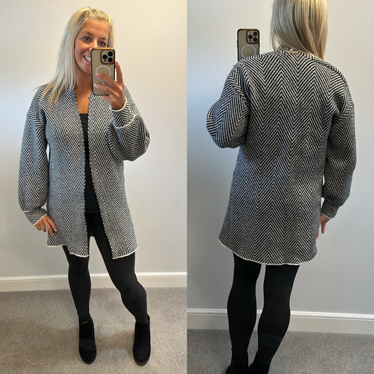 Emery rose Black stripe knit cardigan size M would fit upto size 14
