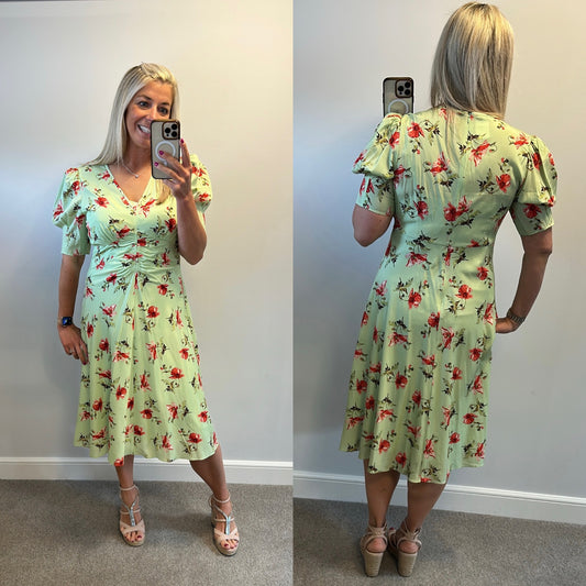 LK Bennett mint green floral dress size 12