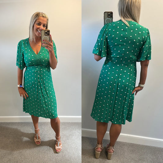 Monsoon green polkadot dress size 12