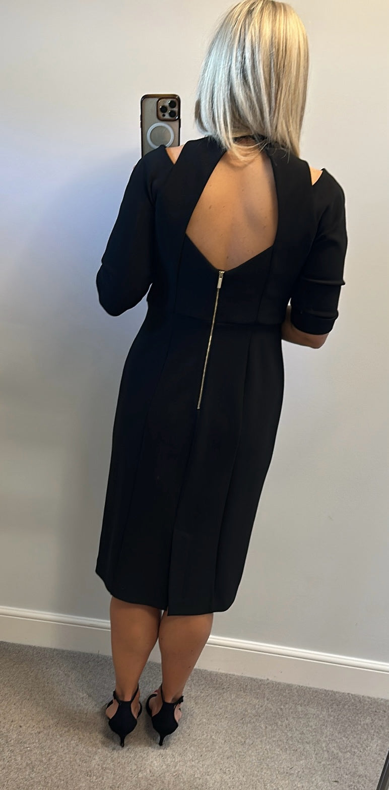 Karen Millen black cold shoulder dress size 16