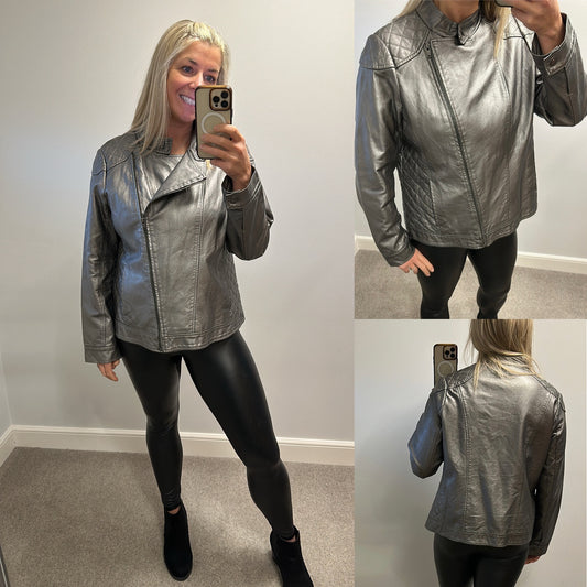 Anna Scholz for simply be silver metallic jacket size 20