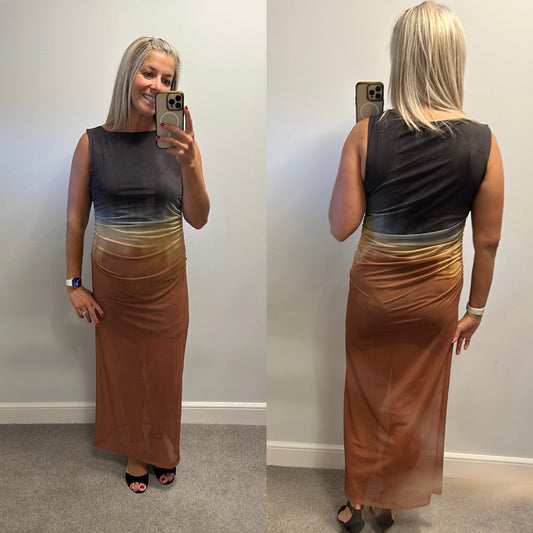 River island khaki brown dress size 14 brand new with tags