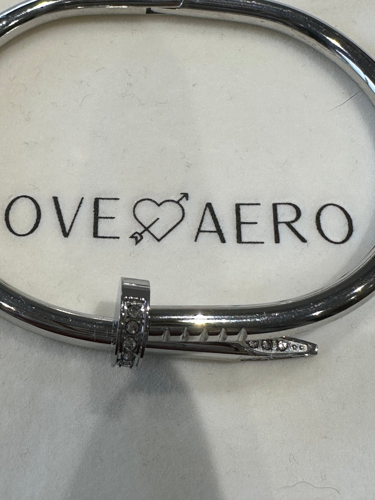 Love aero nail cuff rhinestone silver bracelet brand new without tags