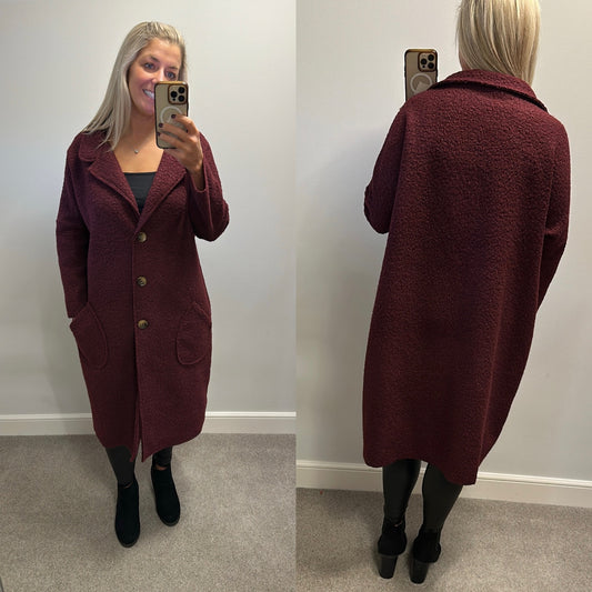 Z.L burgundy coatigan one size fitting upto size 20 brand new without tags