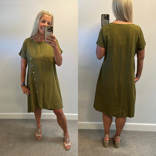 Viz a viz khaki green dress one size fitting upto size 16