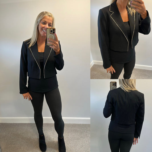 Marks and Spencer’s black embellished crop blazer size 12 brand new with tags
