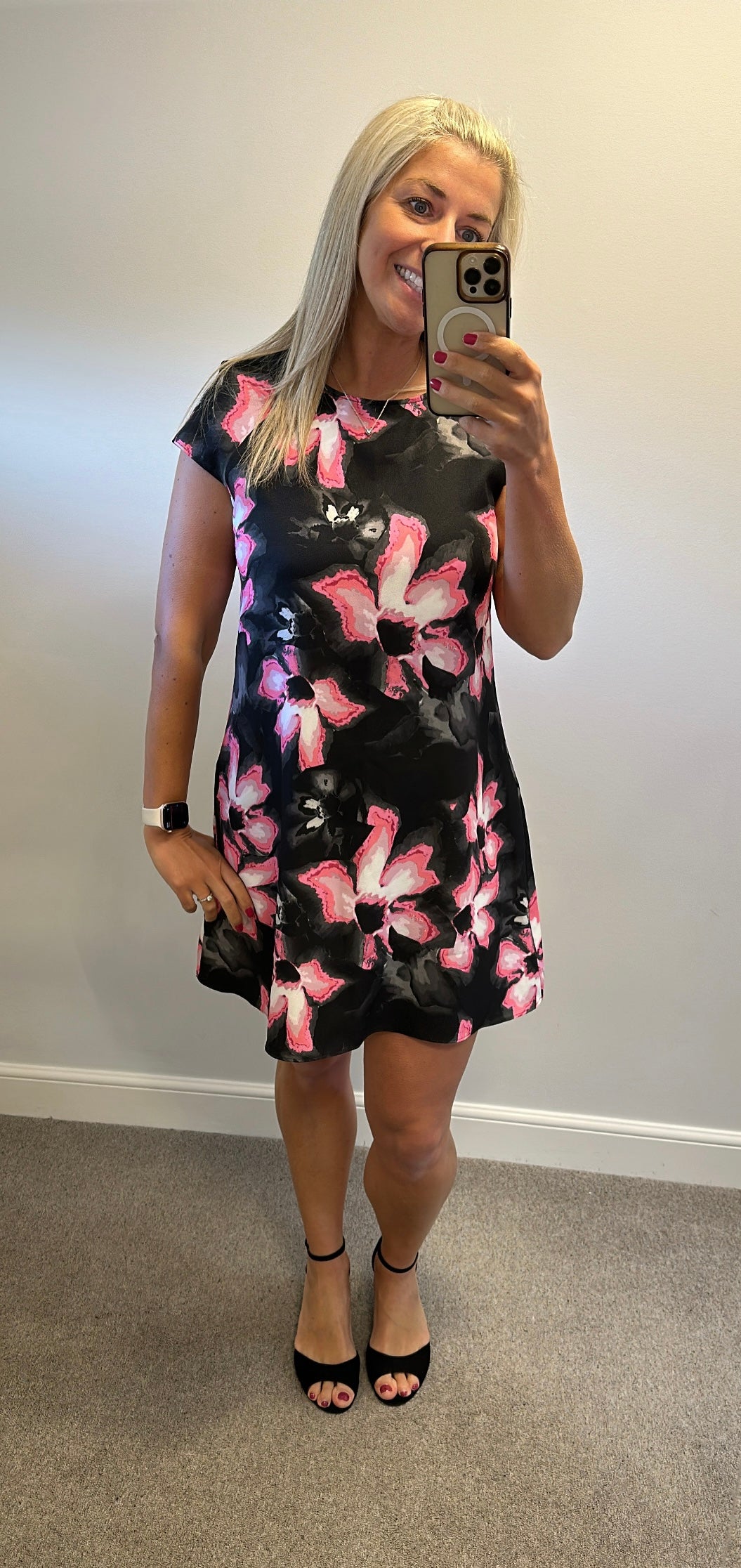 River Island black floral dress size 12