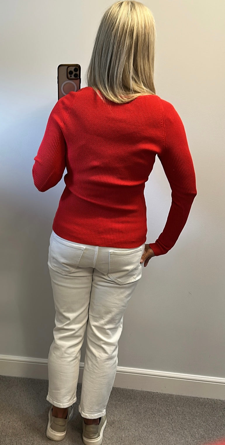 Sosander red knit top size 12