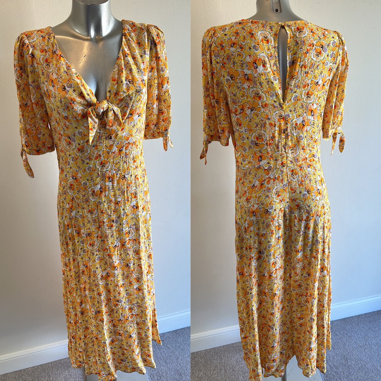 Oliver bonas yellow floral dress size 10