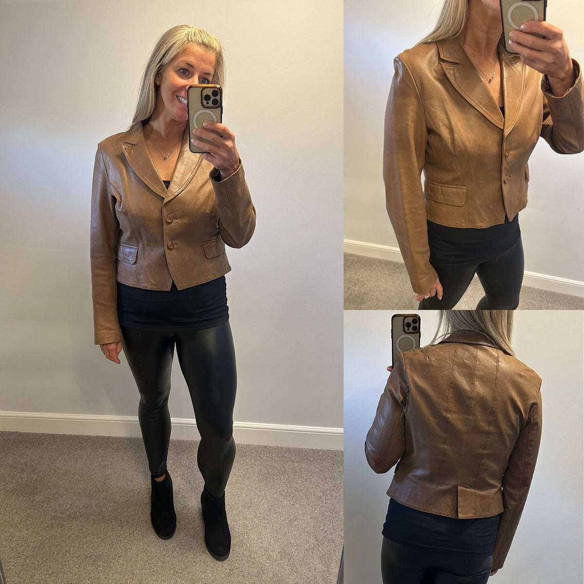 Wallace Sacks Vintage Brown 100% leather jacket small size 14