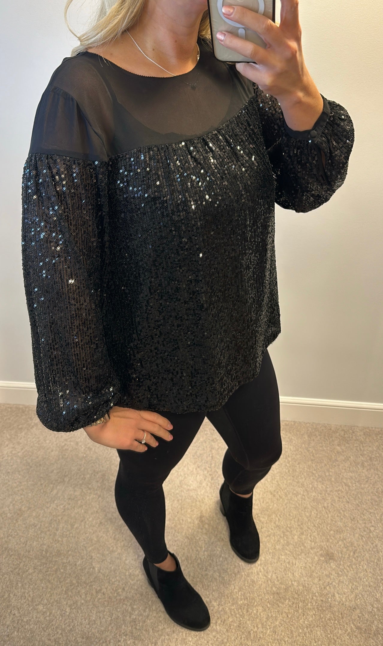 Next Black sequin top size 16 petite