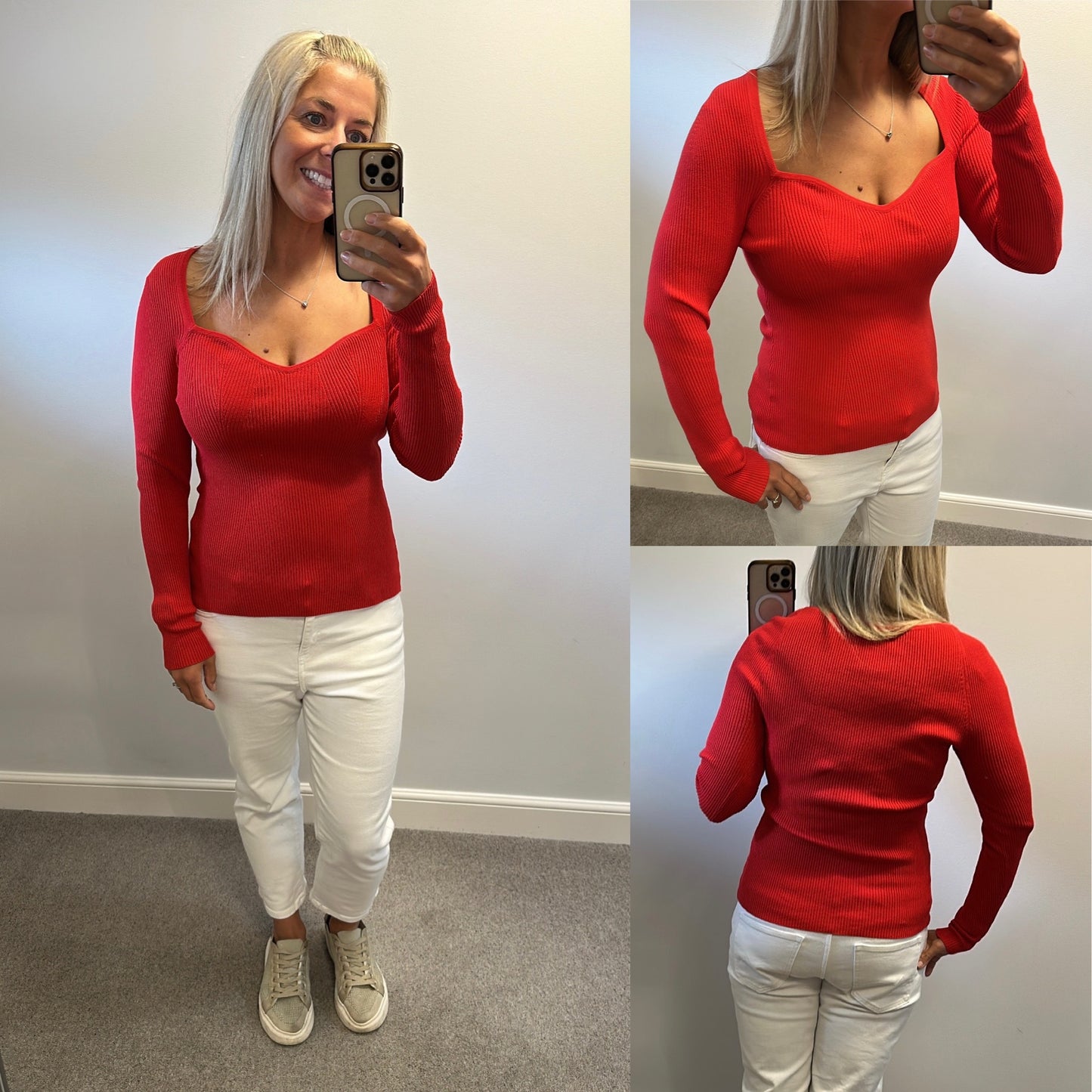 Sosander red knit top size 12