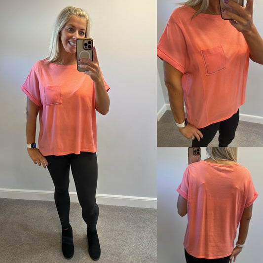 Monari coral orange tshirt size 42 would fit upto size 16 brand new without tags