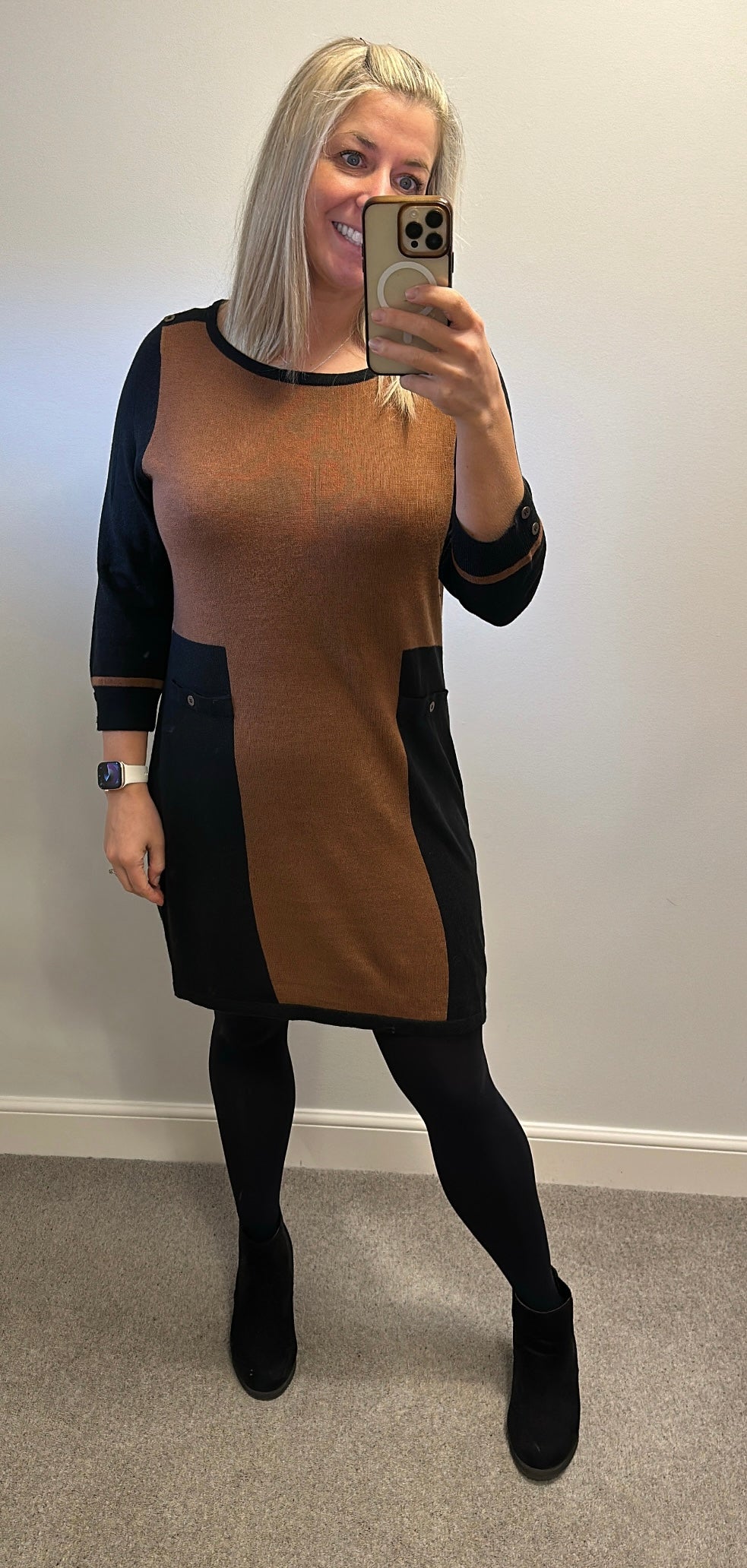 Wallis brown and black knit dress size L would fit upto size 18