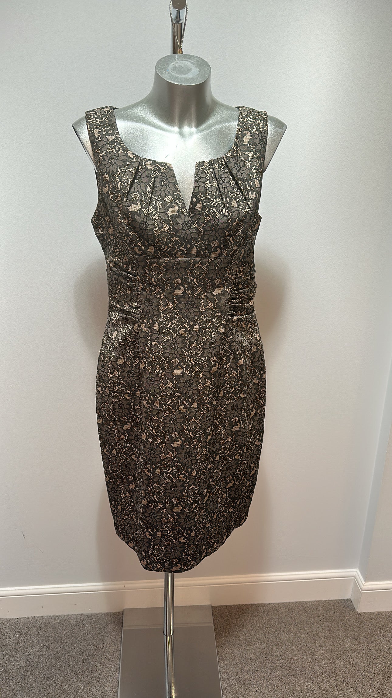 Adrianna Pappel black and beige floral print dress size 12