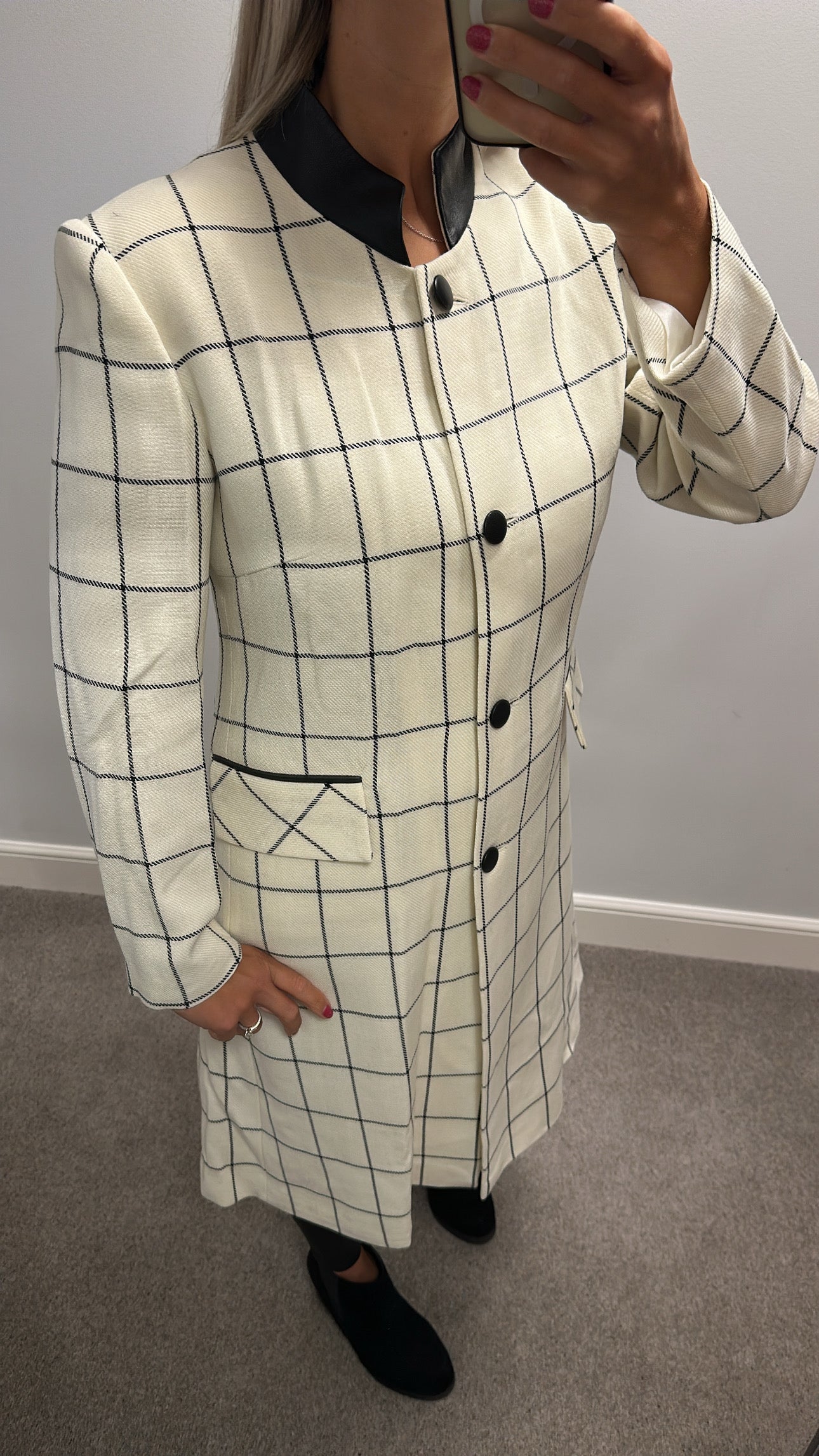 Michael Ambers wool check coat size 12