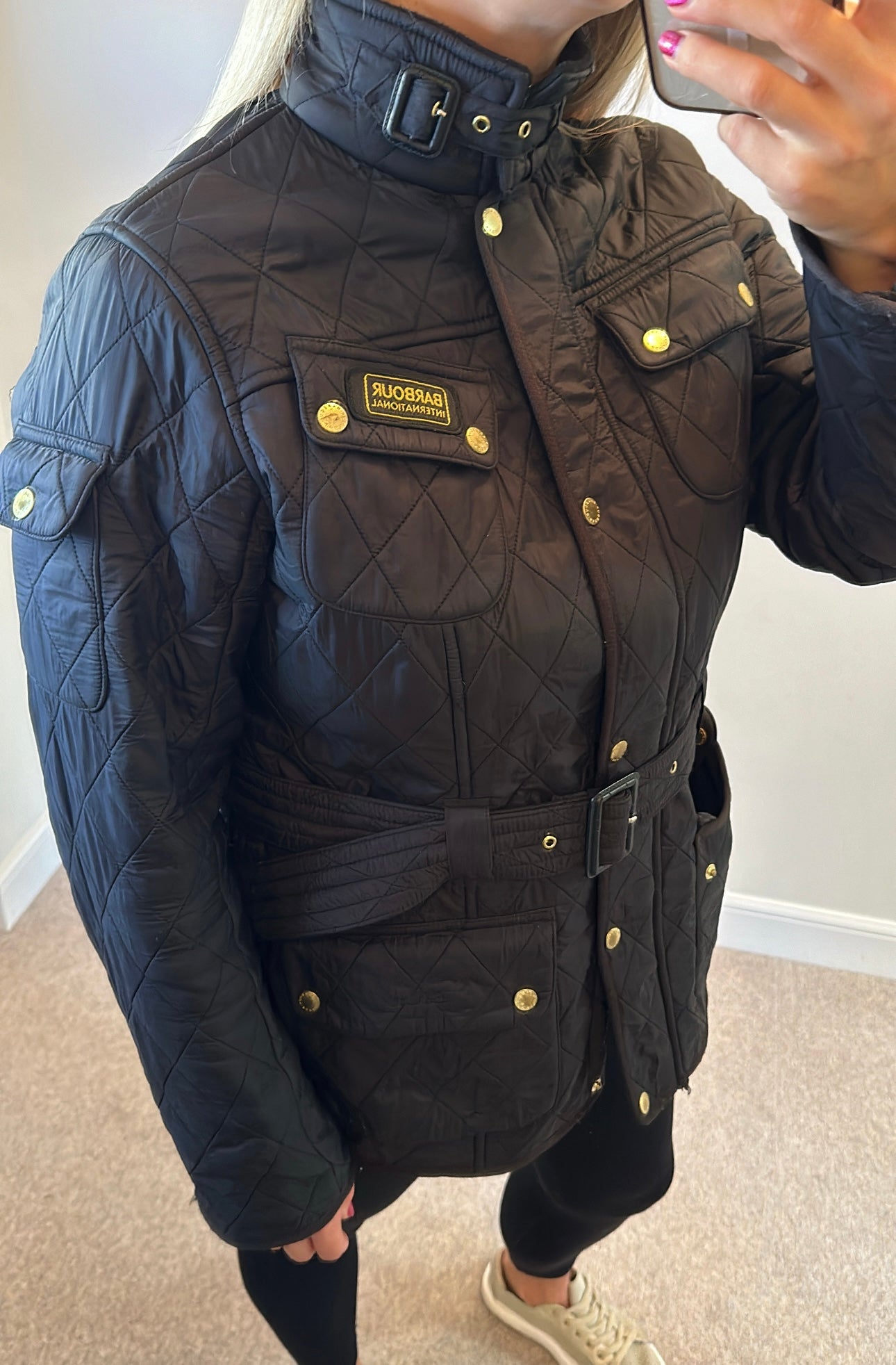 Barbour black quilted jacket size 16