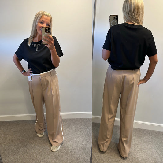 F&F beige and white pin stripe wide leg trousers size 16 brand new with tags