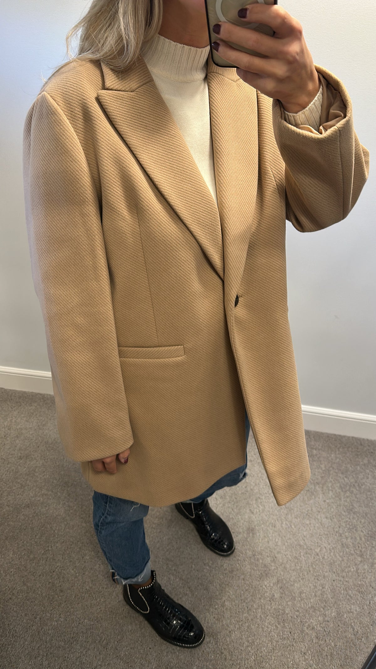 Friends Like These Neutral Camel Tailored Single Button Coat size 18