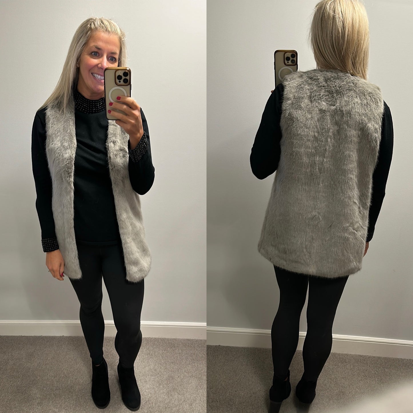New look grey faux fur gilet