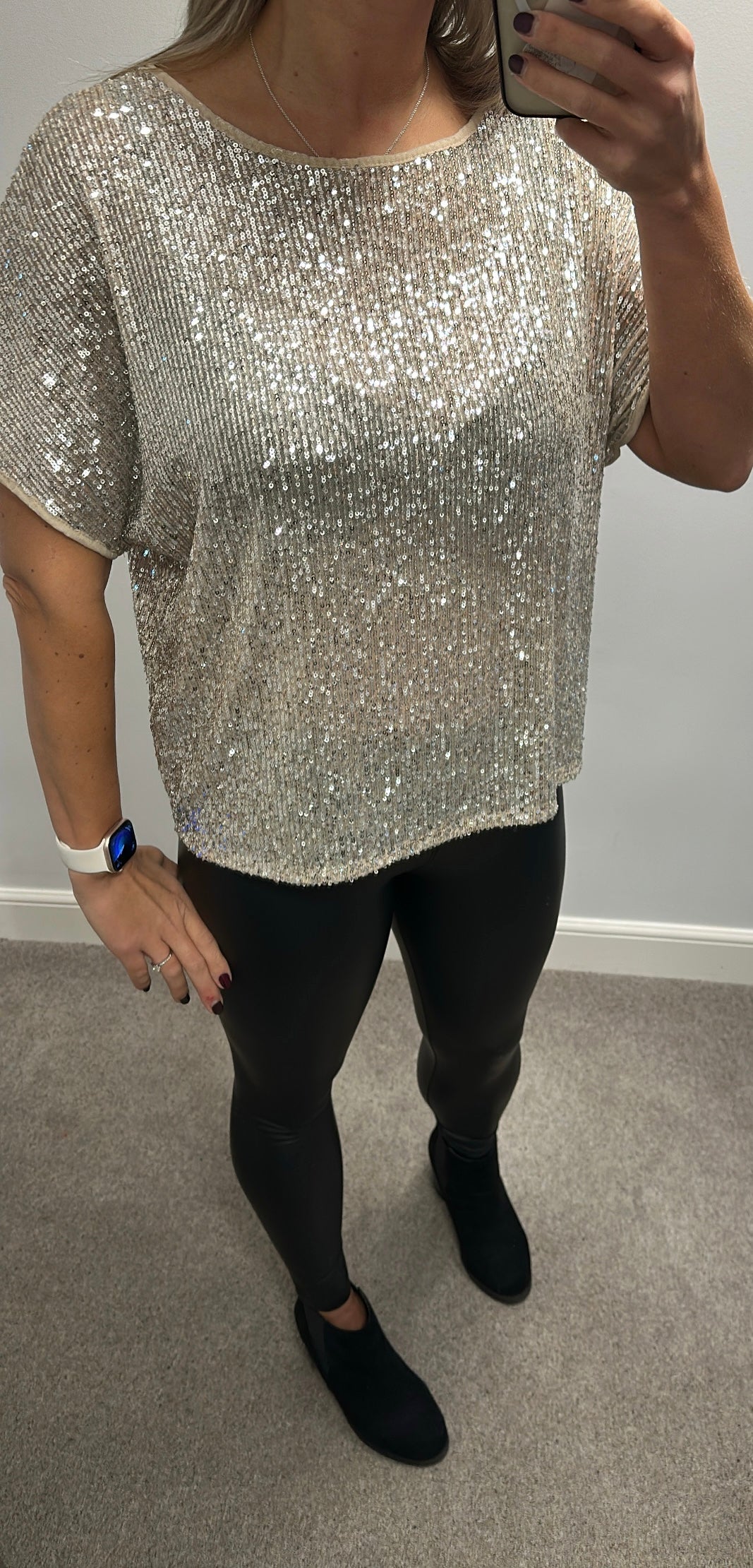 Gold sequin top one size fitting upto size 16