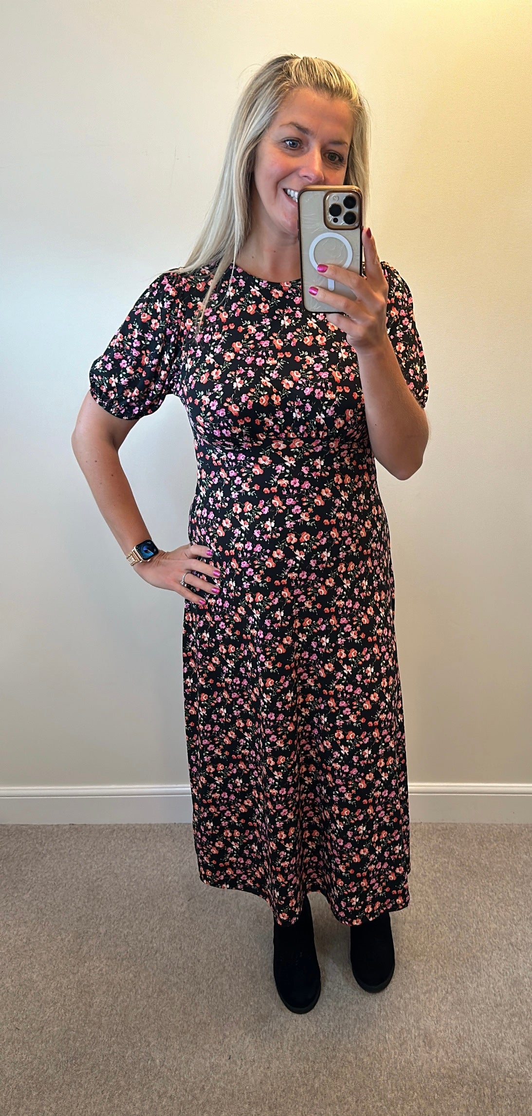 Lipsy black floral maxi dress size 12