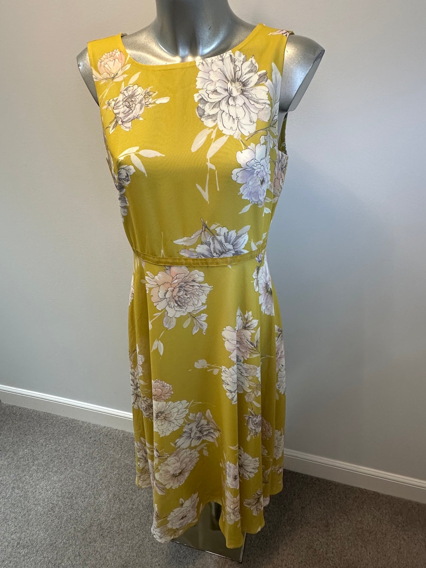 Hobbs yellow floral dress and cardigan size 12