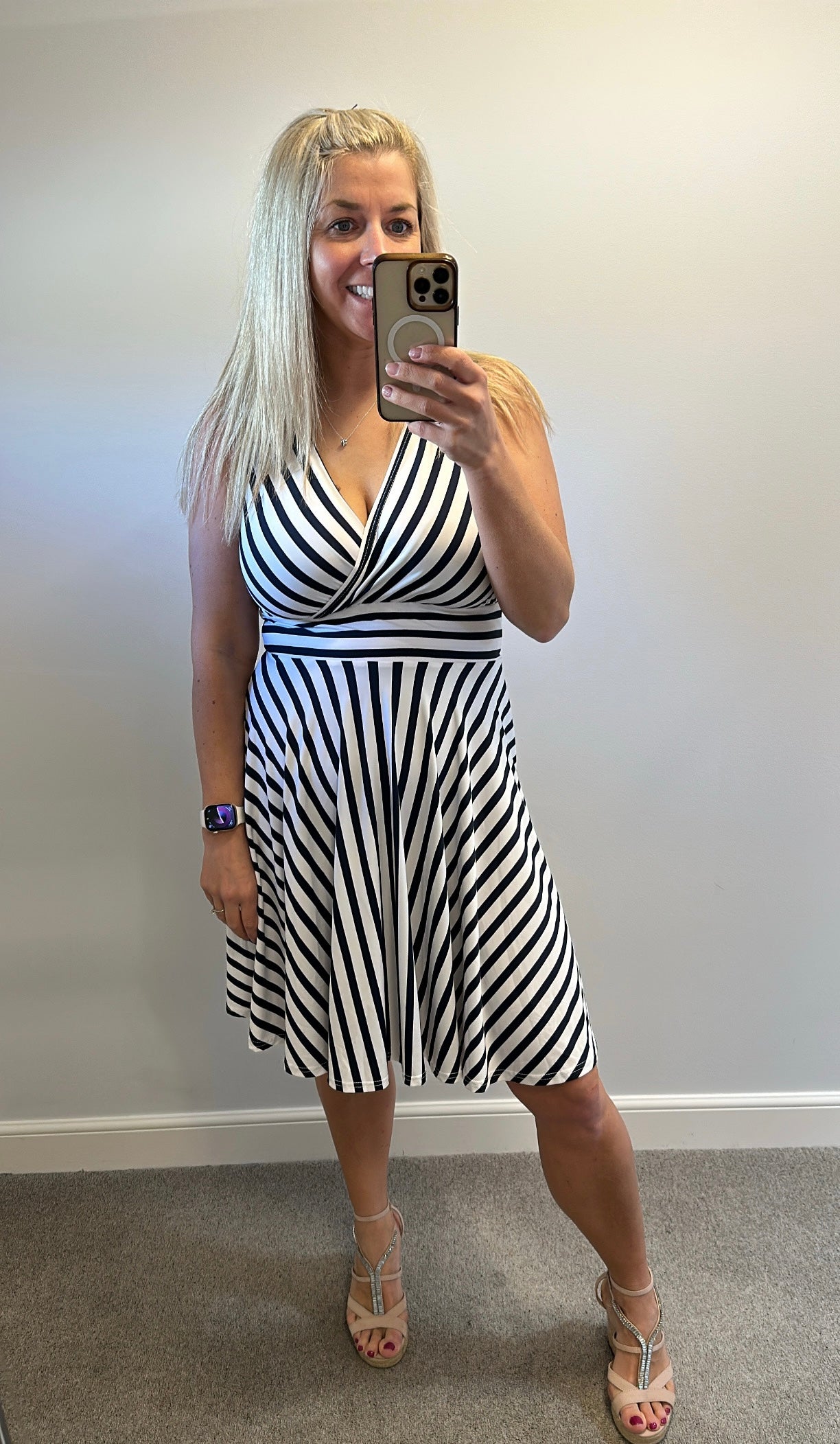 Navy stripe summer dress size 12