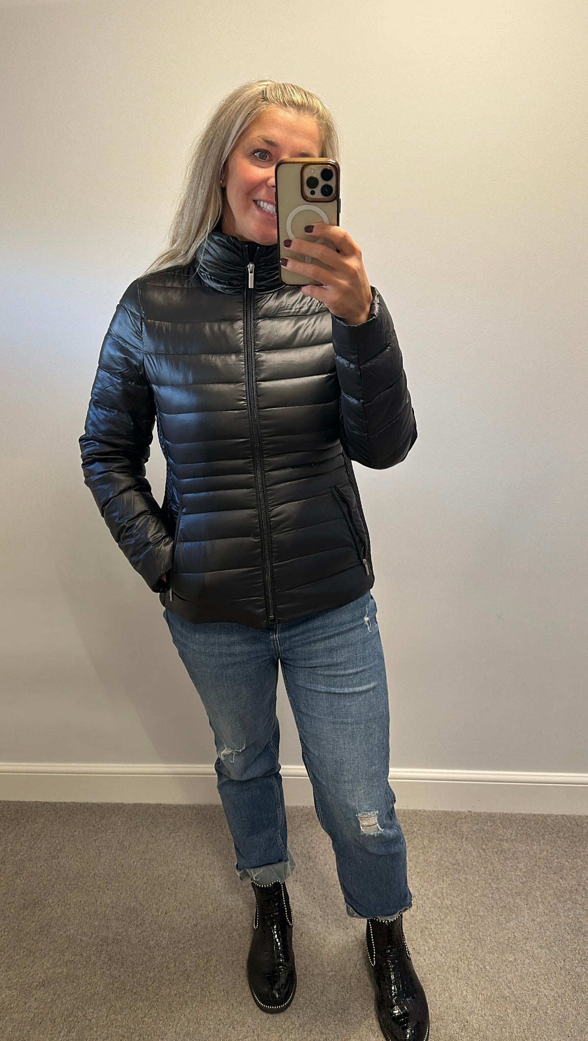 Landsend black jacket size S would fit upto size 12
