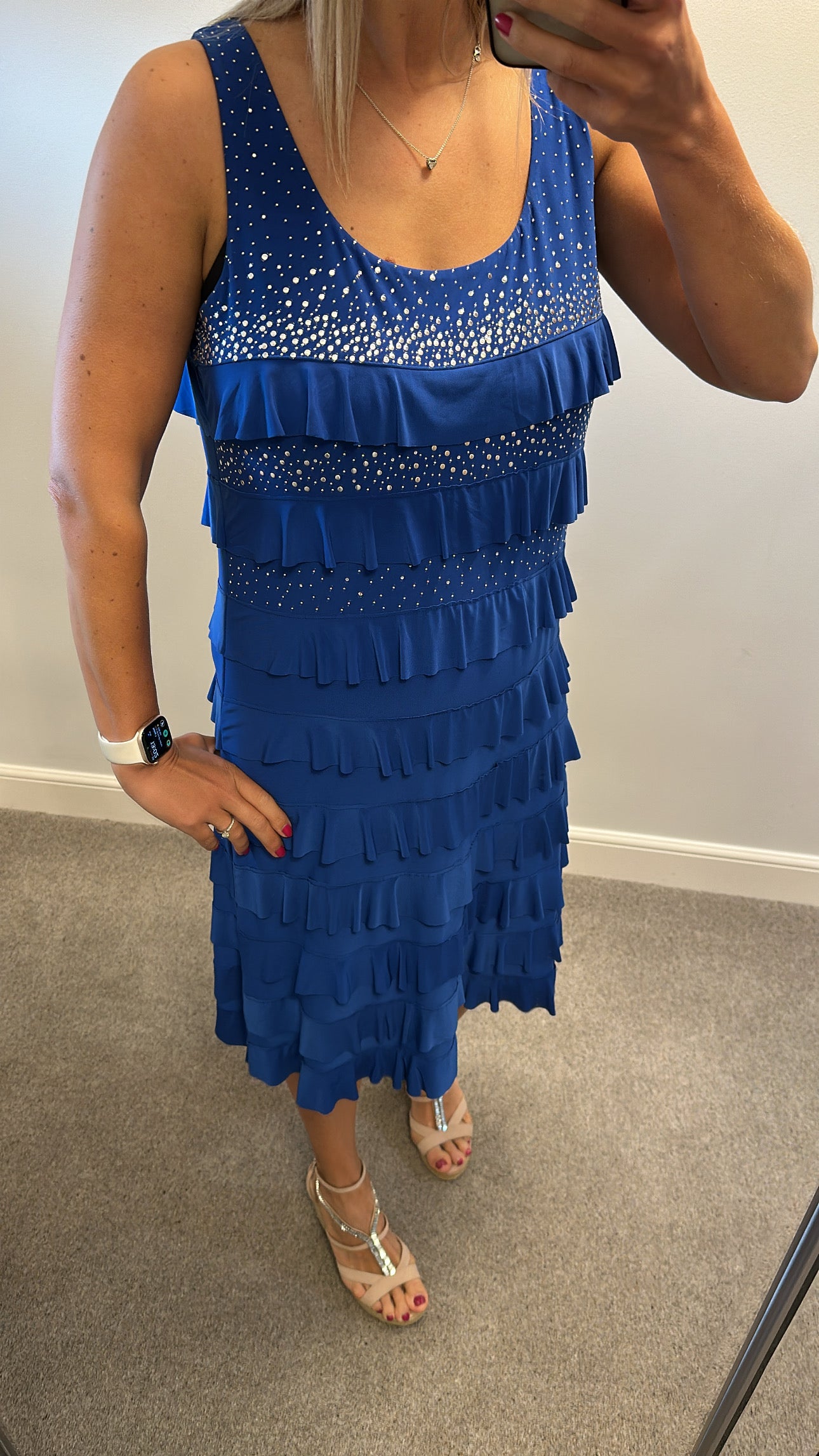 Alparadise blue embellished ruffle dress size XL would fit upto size 18