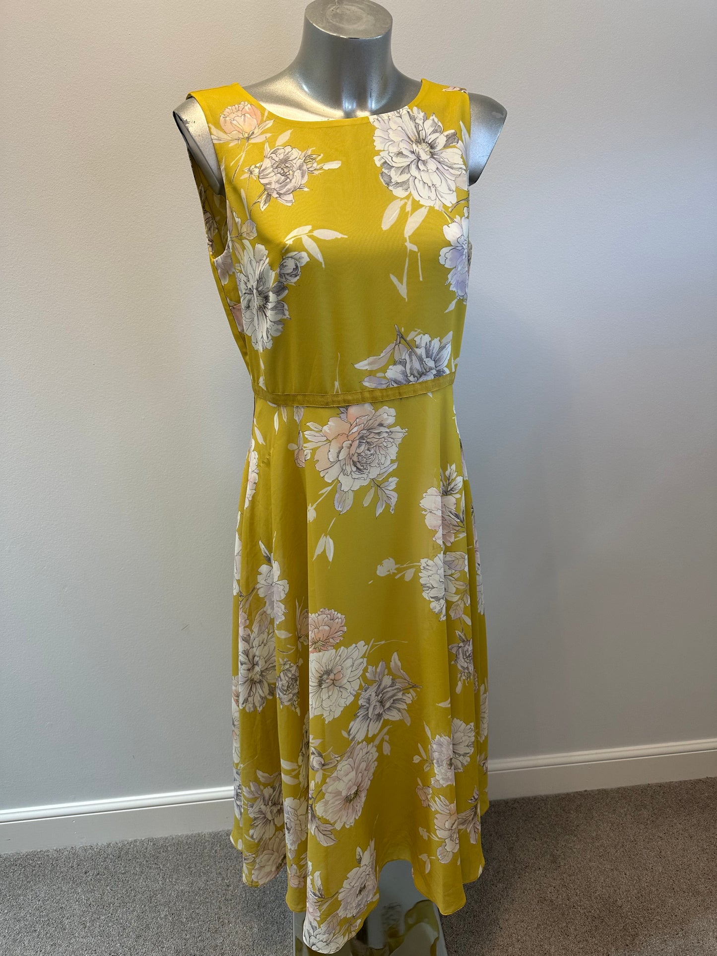 Hobbs yellow floral dress and cardigan size 12