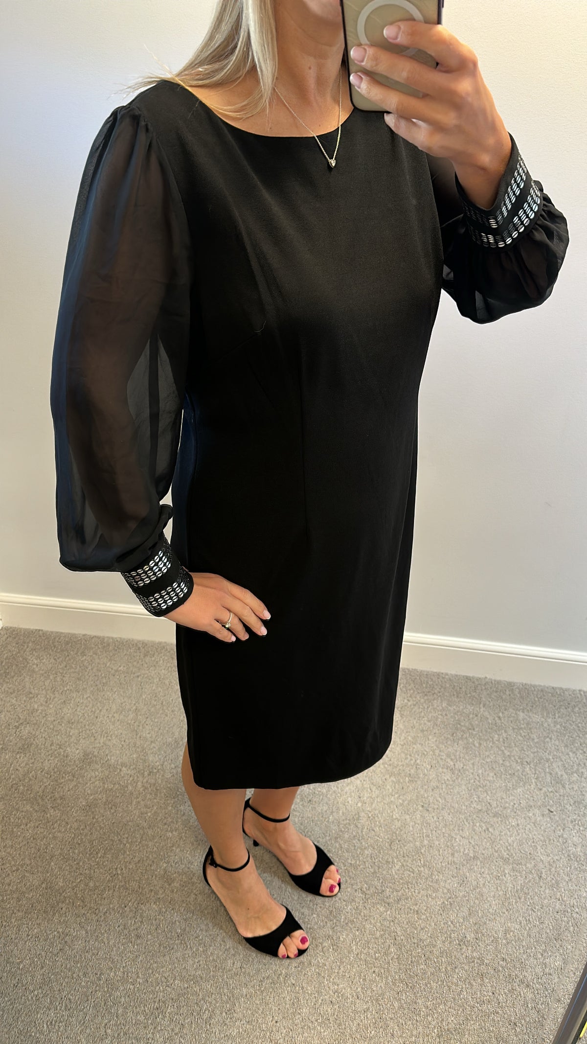 Kaleidoscope black dress with sequin cuffs size 14