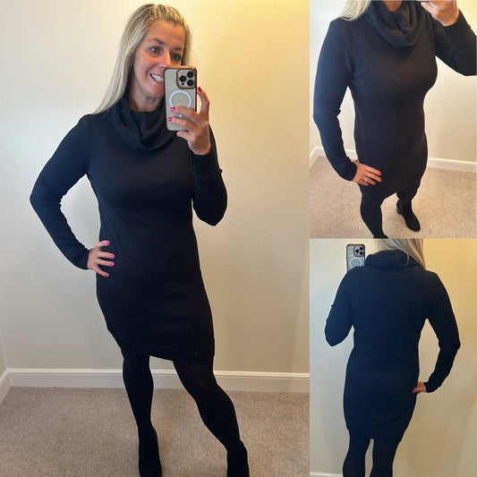 Bon Prix Collection black polo neck knit dress size M would fit upto size 14