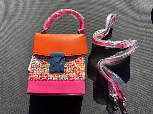Liars & lovers pink and orange tweed bag brand new with tags