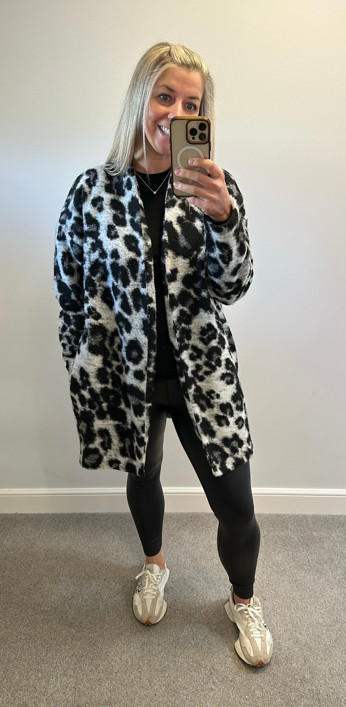 M&S collection grey and black print cosy cardigan size 16